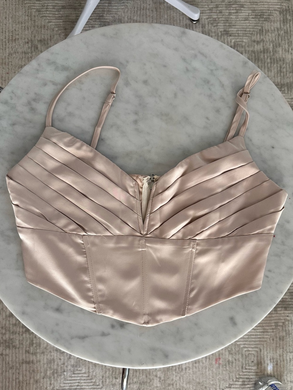 superdown Blush Satin Corset Crop Top
